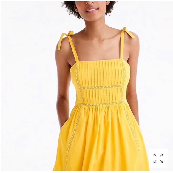 J.Crew Point Sur Tie-Shoulder Yellow Midi Summer 100% Cotton Voile Dress Size 4 - Picture 2 of 7